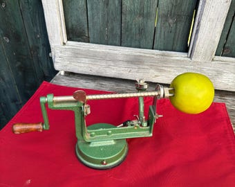 Vintage Metal Apple Peeler, Corer | Hammered Finish | Dark Green or Green.