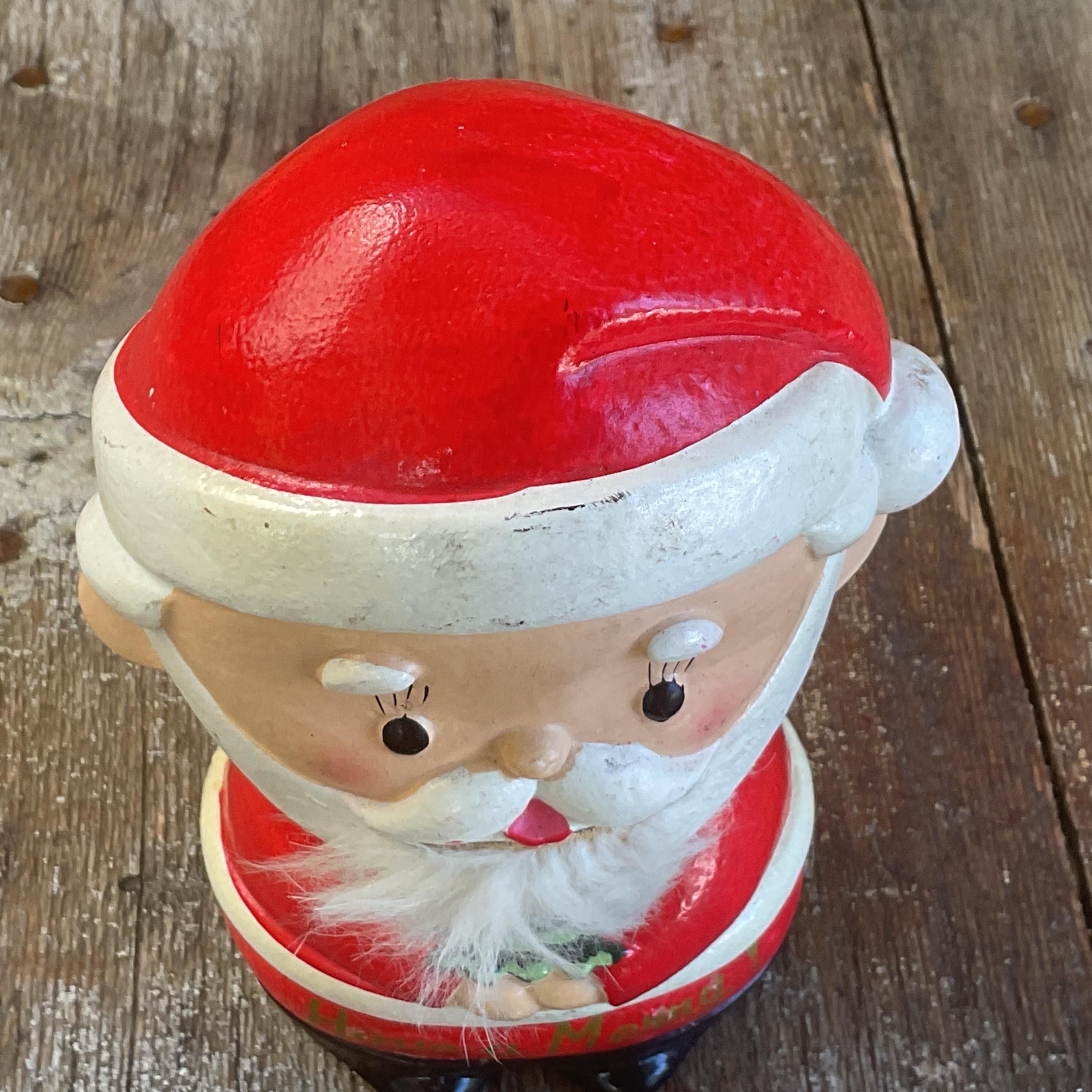 Lego Japan Chalkware Santa Claus Bank Fuzzy Beard Have a Merry