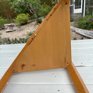 Triangular side table, corner table with drawer. Two-tier wooden table. image 12