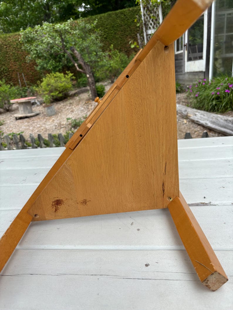 Triangular side table, corner table with drawer. Two-tier wooden table. image 12