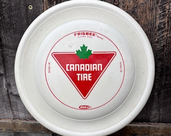 Vintage 1975's Canadian Tire Old Logo White & Red Frisbee Flying Disc Irwin Toys.
