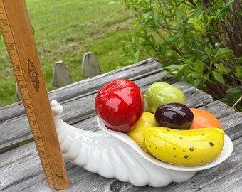 Vintage Ceramic Cornucopia With Fruits Midcentury Decor Horn