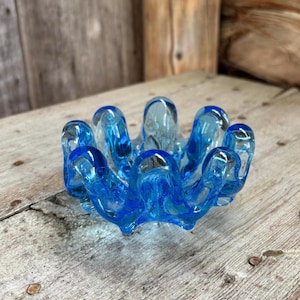 Vintage Cobalt Blue Murano Art Glass Splash Design Nesting Bowl/ Dishe.