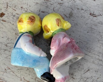 1950s, Boy and Girl Kissing on a Wooden Bench, Salt and Pepper