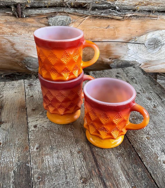 Vintage Fire King Red-orange Diamond-pineapple 