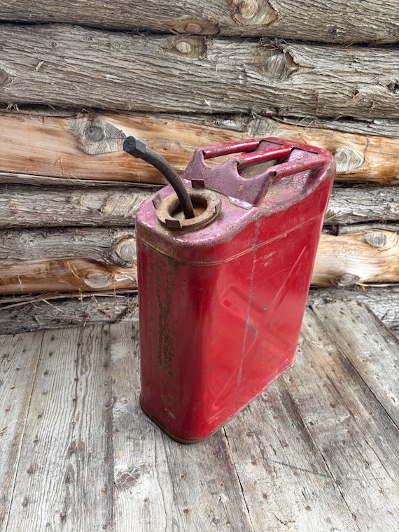 Vintage 1960's US USMC Red Metal Gas Can Jerry Jeep 5 Liter