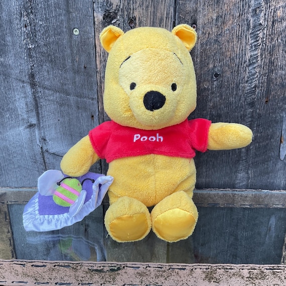 Vintage Winnie the Pooh Plush Toy With Rattle Inside and Cuddly