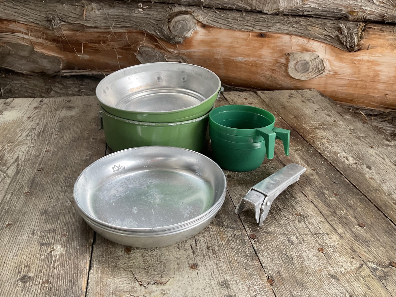 Vintage Mess Kit Nesting 12/76 Aluminum Serves 3 Camping Cooking Hong ...