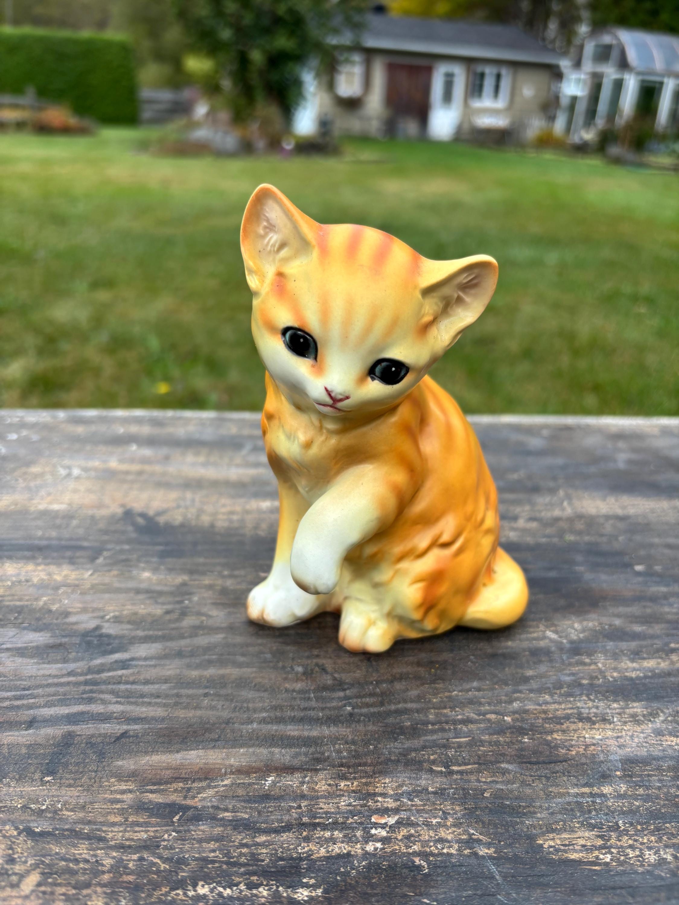 Vintage Orange Ceramic Cat Figurine From Japan. - Etsy