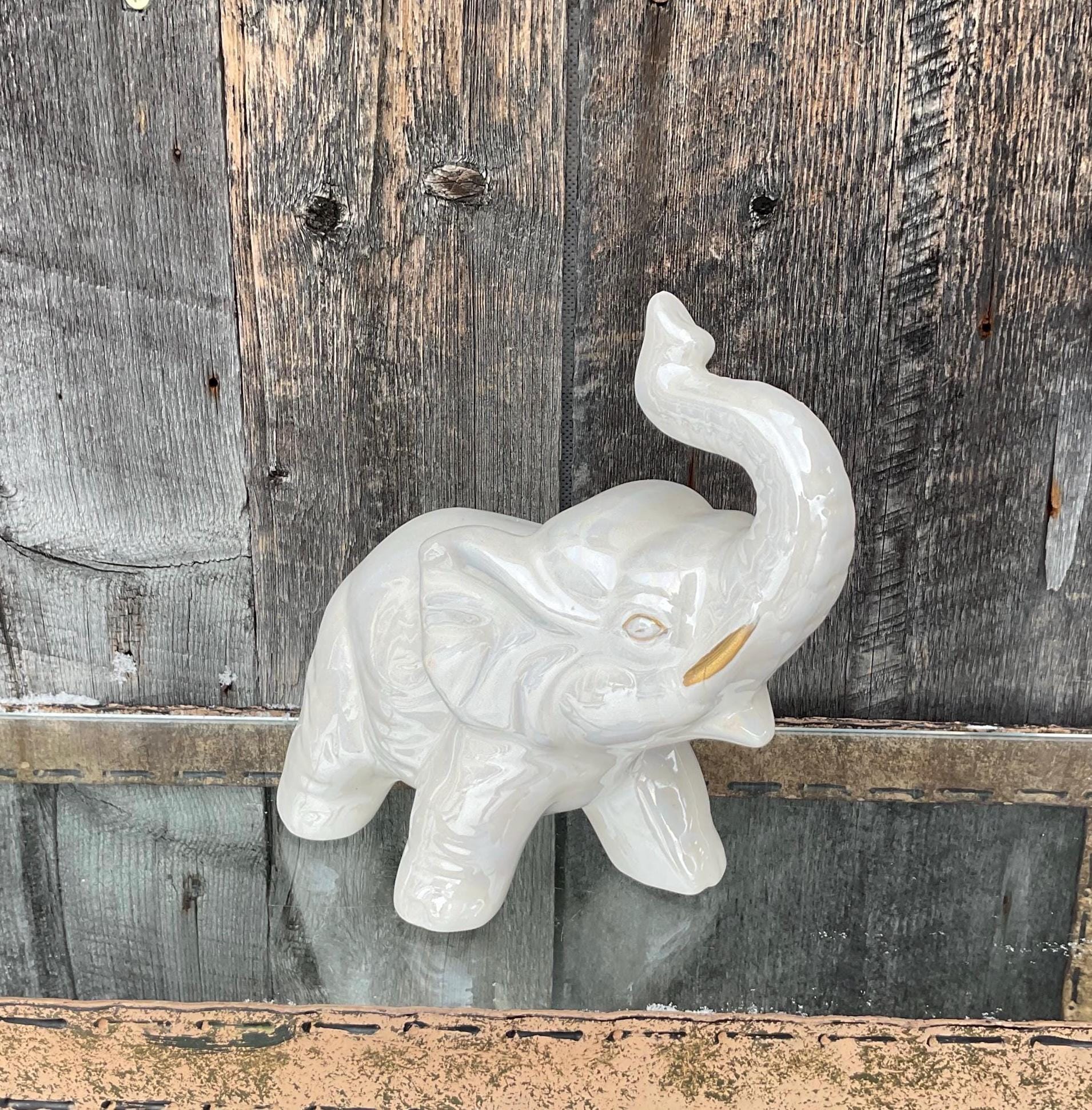 Vintage Ceramic White Elephant With Gold Trim. Good Luck. - Etsy
