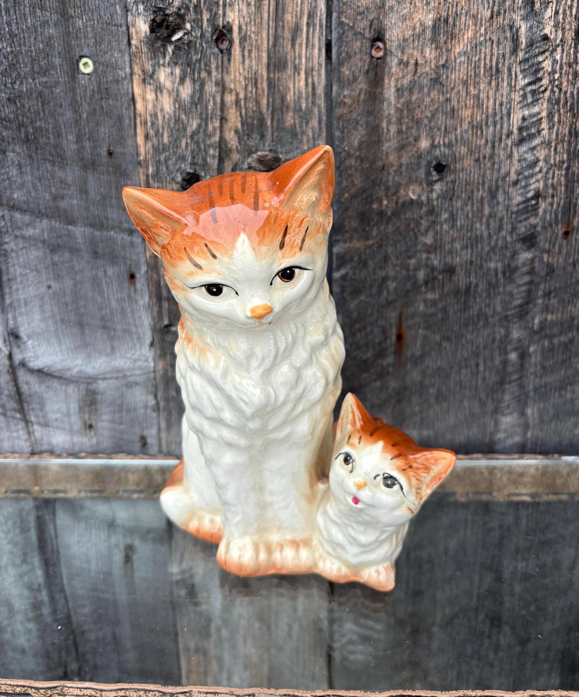 Vintage Ceramic Cat With Kitten. Orange Cat. Japan. - Etsy