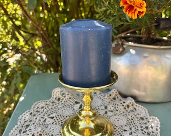 Vintage Brass Pillar Candle Holder- Sign of wear.