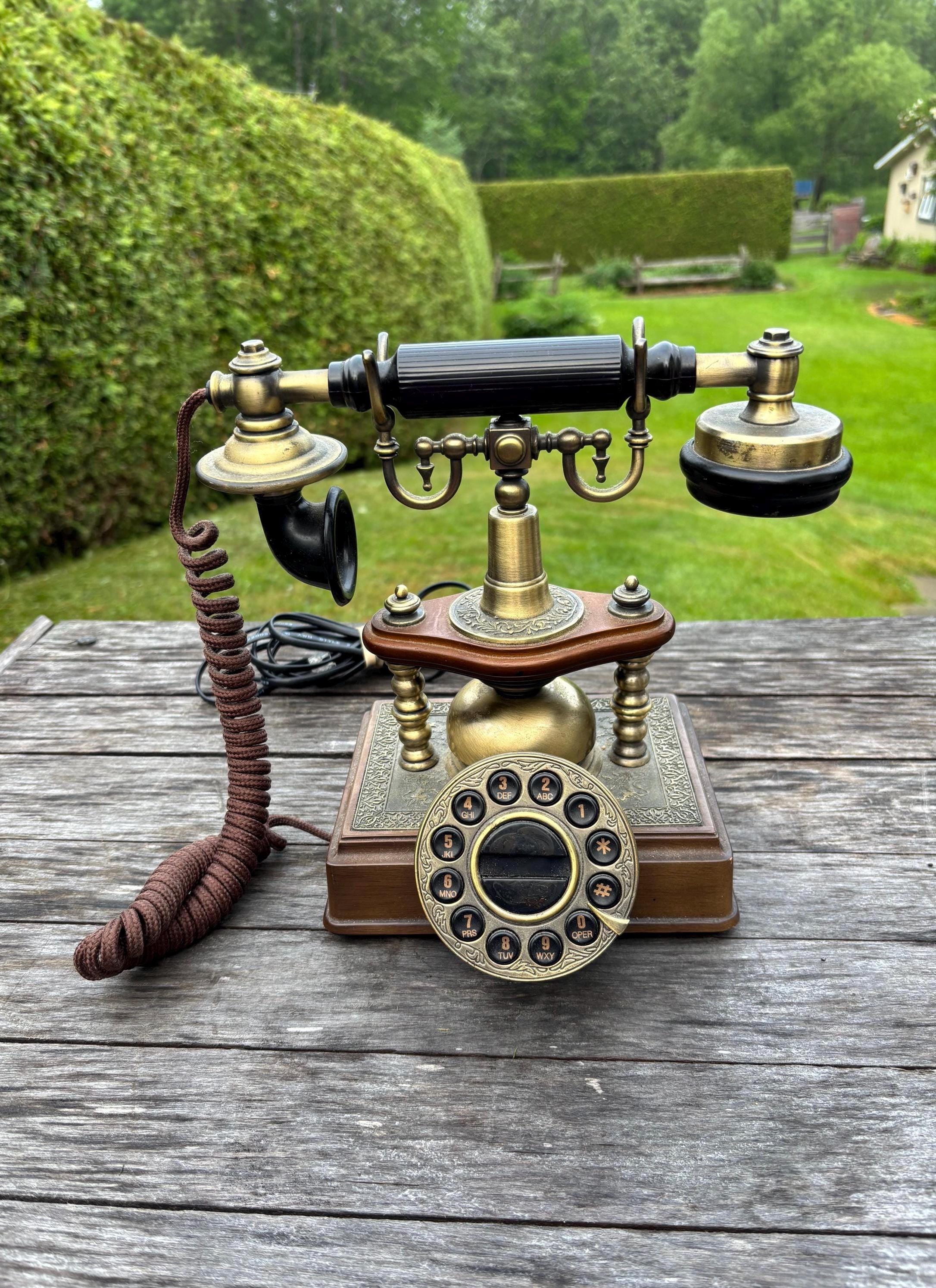 Vintage Telephone Brass Rotary Style Paramount Collection Classic