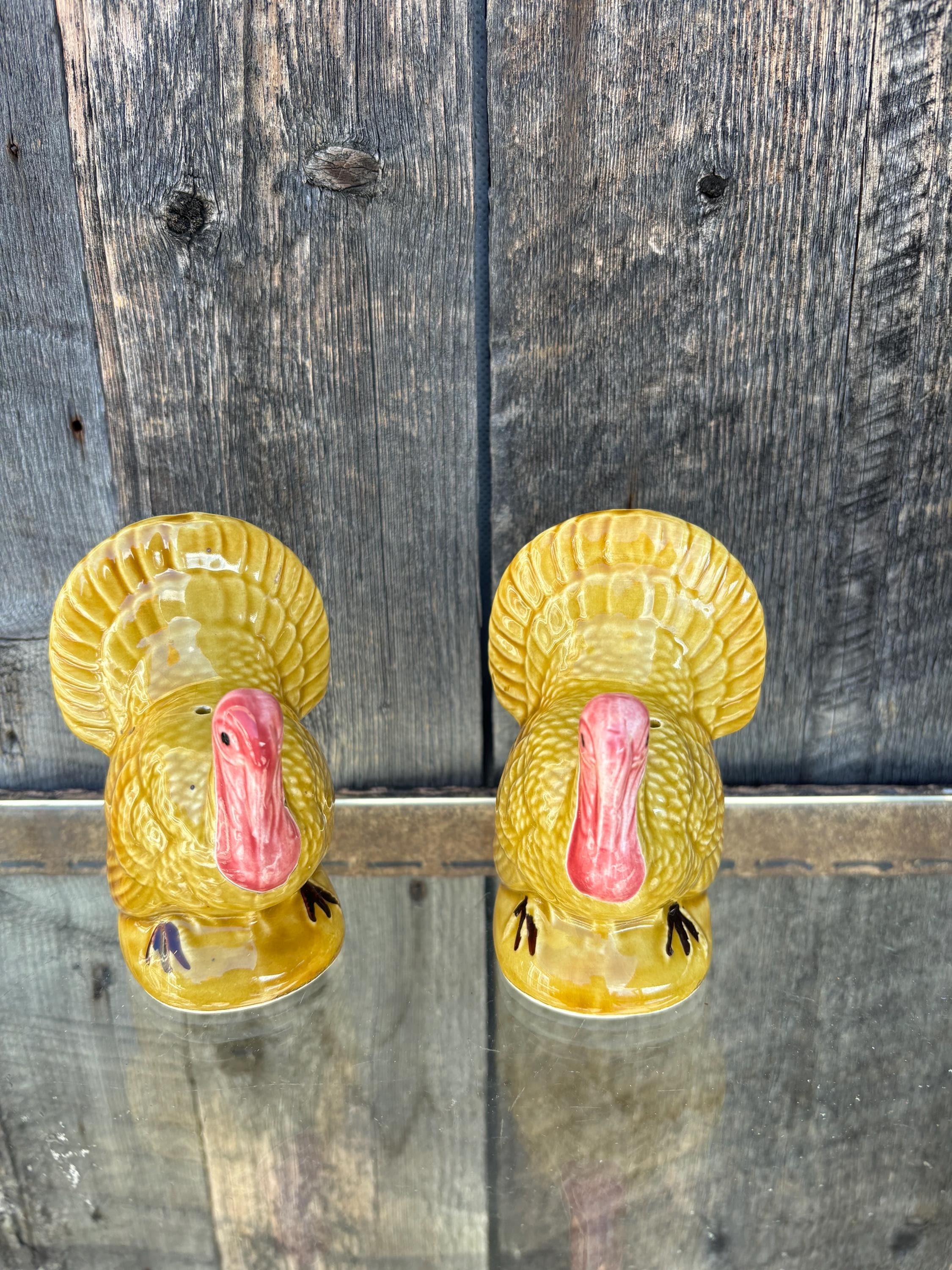 ヴィンテージ 日本製 陶器 七面鳥 塩コショウセット 感謝祭の装飾