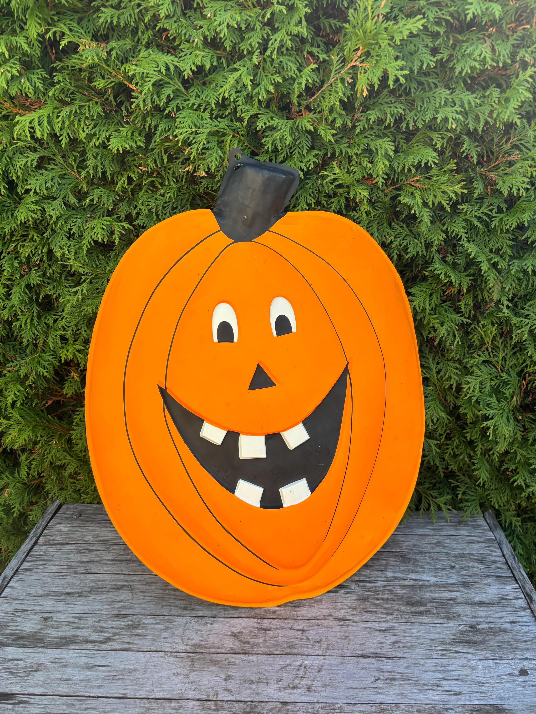 Vintage 1990s Halloween 3D Vacuform Plastic Pumpkin Jack O Lantern