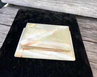 ヴィンテージ オニキス 小物入れ グリーン フィギュアド