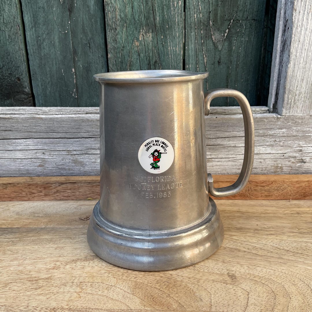 Vintage - 1960's - Pewter - Aluminum - Glass Bottom - Beer Mug