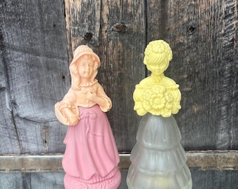 Vintage Set of Five Avon Perfume Bottles Clear and Colored Glass