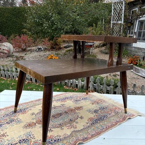 Mid-Century Modern Two-Tier Wood Side Table - 1960s Accent Table
