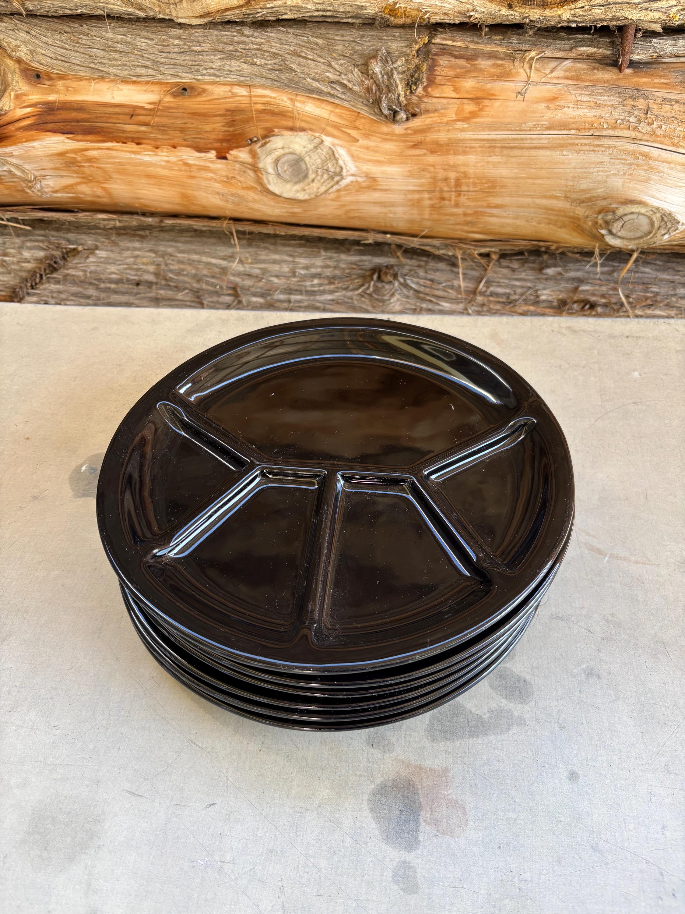 6er Set Vintage 80er Jahre Schwarze FONDUETELLER