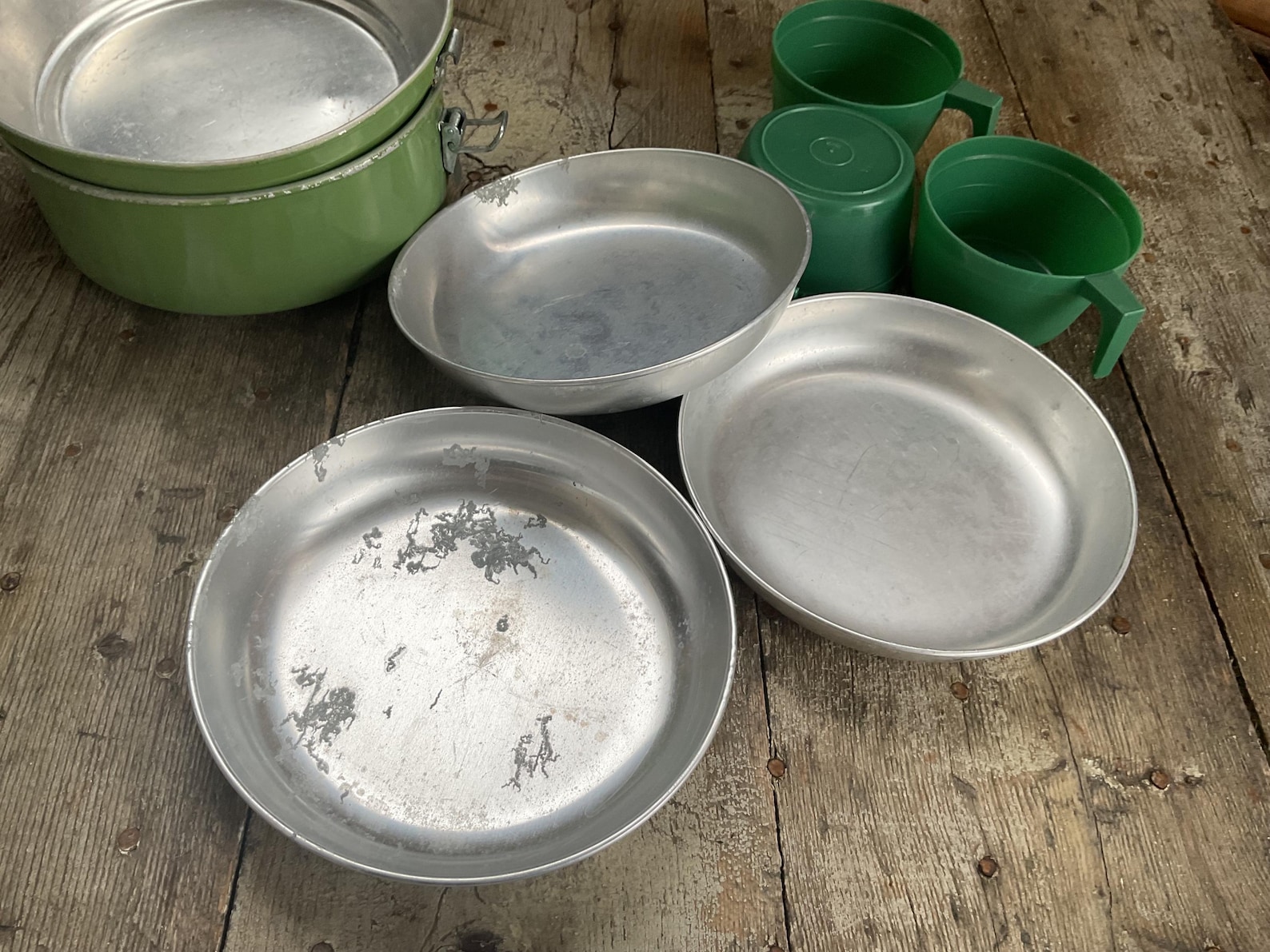 Vintage Mess Kit Nesting 12/76 Aluminum Serves 3 Camping Cooking Hong ...