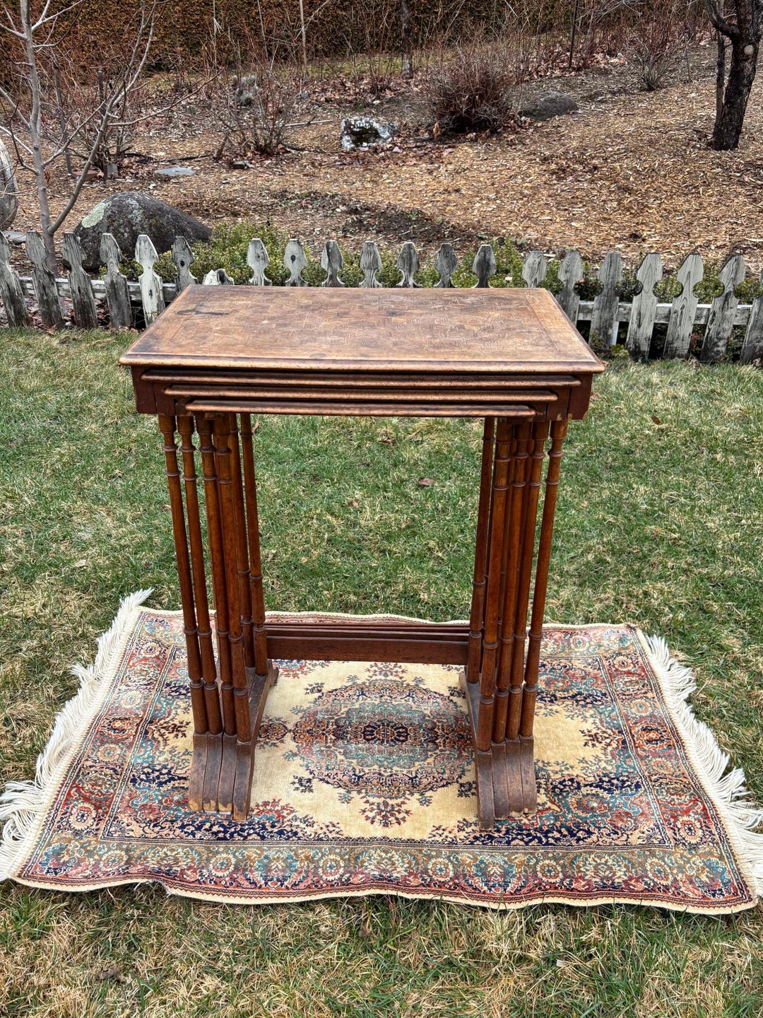Tables That Stack Set of 4 Nesting Stacking Tables Bamboo Style Japandi Side Tables Funky ...