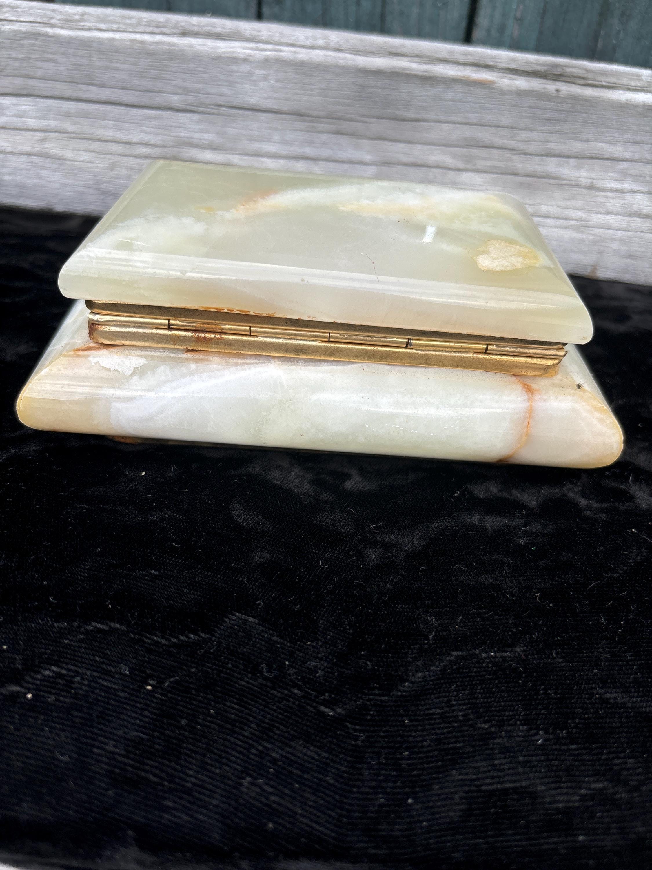 ビンテージ オニキス 小物入れ グリーン フィギュアド オニキス 大理石