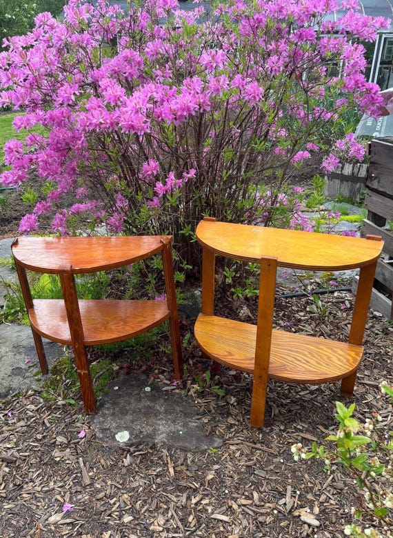 MCM ヴィンテージ ハーフムーン 木製サイドテーブル、コンソール