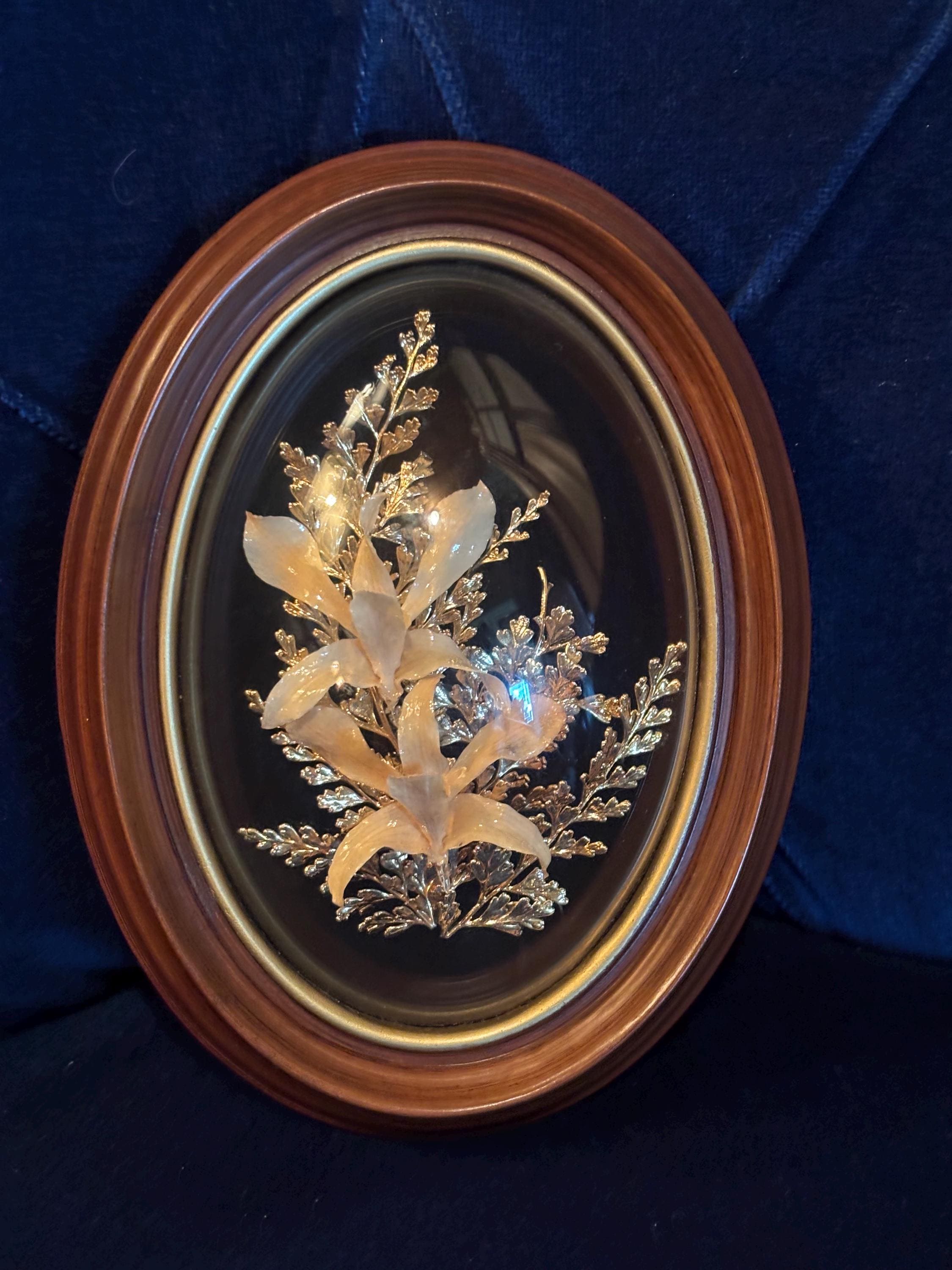 Flora Hawaii Framed 24K Gold Dipped Tropical Flower Domed Framed