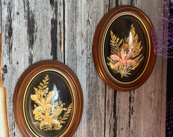 本物のハワイの花フレーム入り リーフ インテリア 壁掛け 24K GOLD