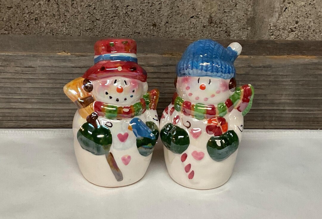Vintage Snowman Salt And Pepper Shakersnull