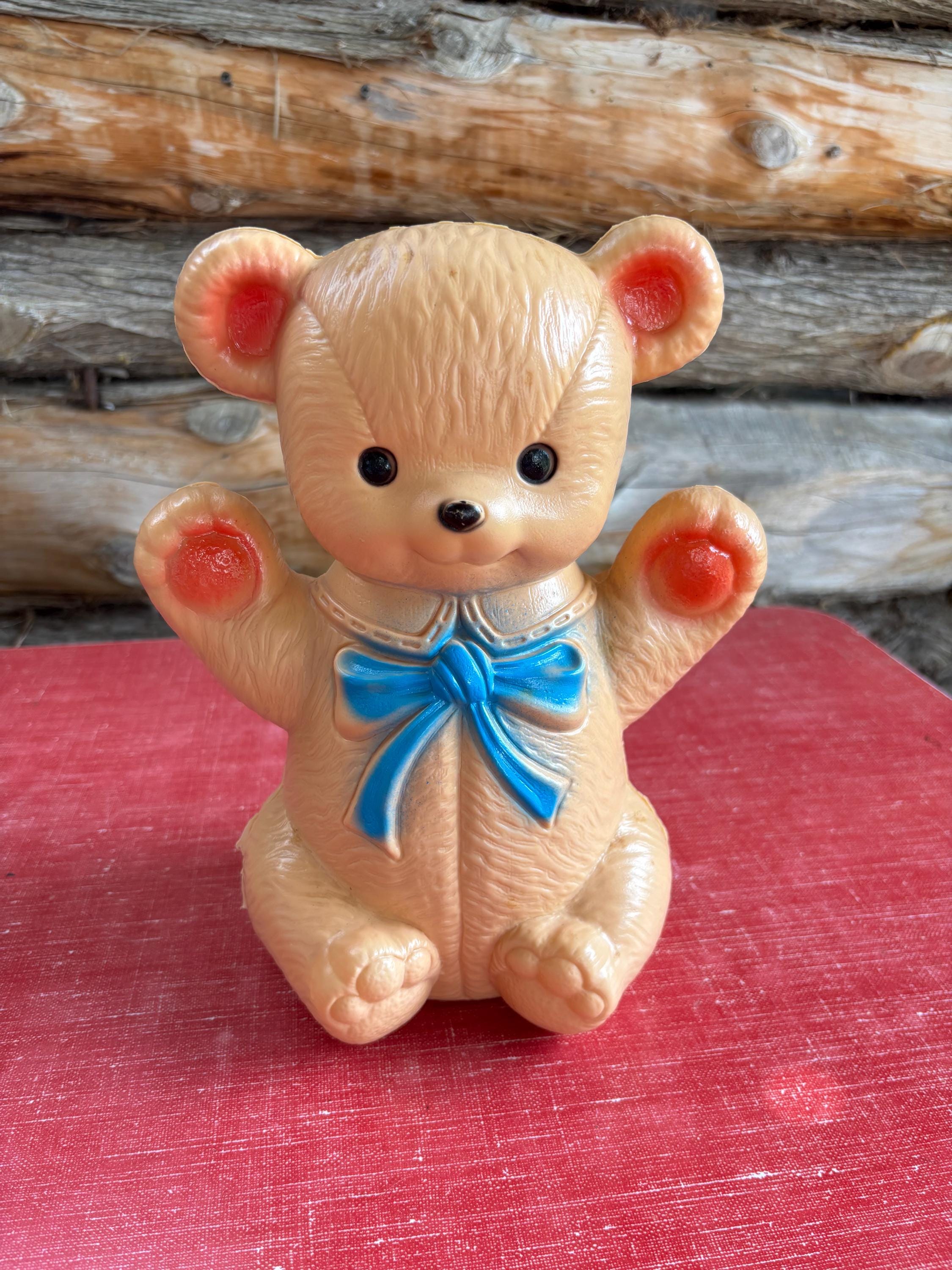 Retro Teddy Bear Piggy Bank With Blue Bow Tie, Children's Room