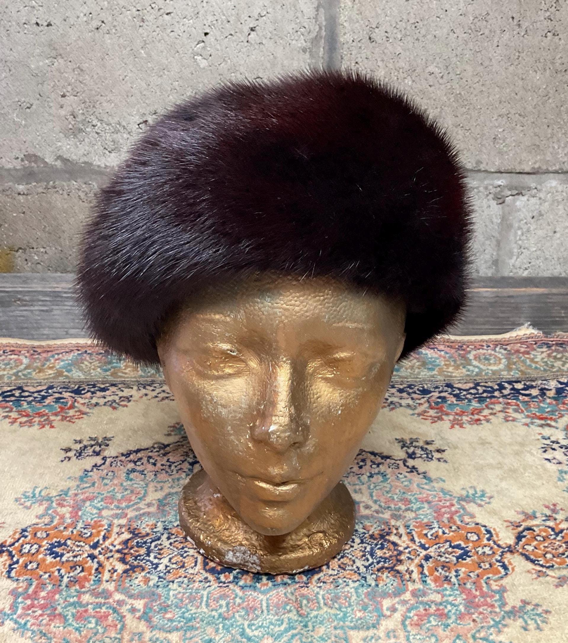 Vintage 60s Brown Rabbit Fur Pillbox Hat Round Lined. - Etsy display picture 1