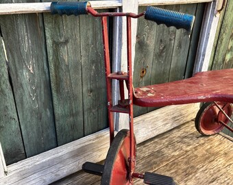 Réplique Tricycle Vintage Bois Et Métal – Décoration Maison Antique (Neuf)