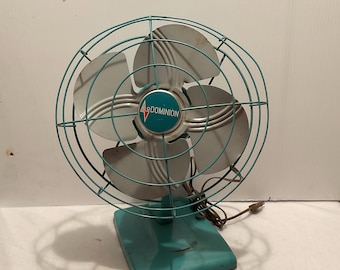 Mid Century Ventilator, aqua blau, Dominion Ventilator, Art Deco Ventilator, muss repariert werden, kleiner Metallfächer. Jahrgang.