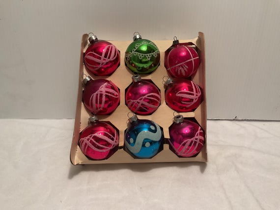 ANCIENNE GROSSE BOULE de Noël ou Pardon Verre Eglomisé Bleu Epoque Fin XIXème EUR 81,00