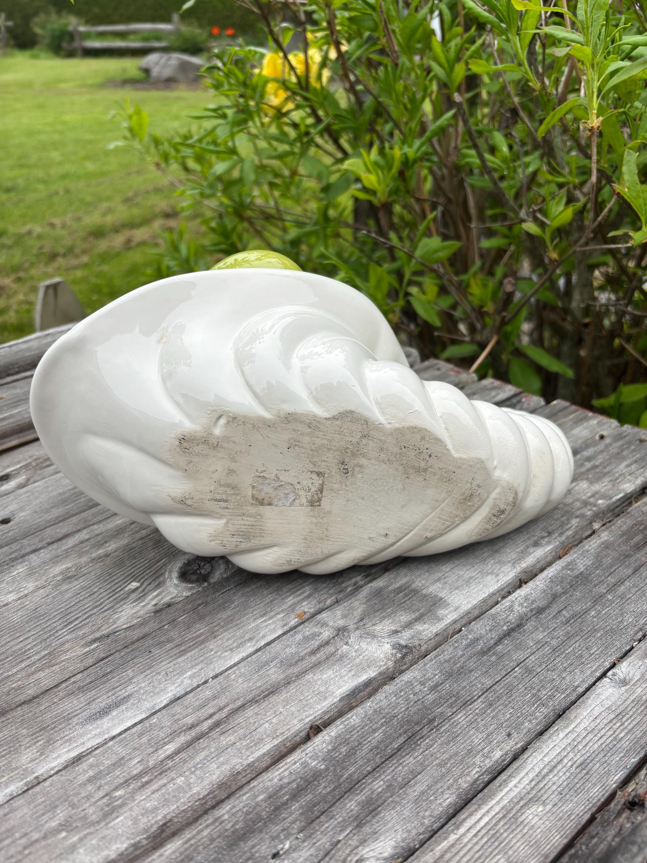 Vintage Ceramic Cornucopia With Fruits Midcentury Decor Horn