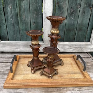 ヴィンテージ ピラー キャンドル ホルダー 3 個セット。