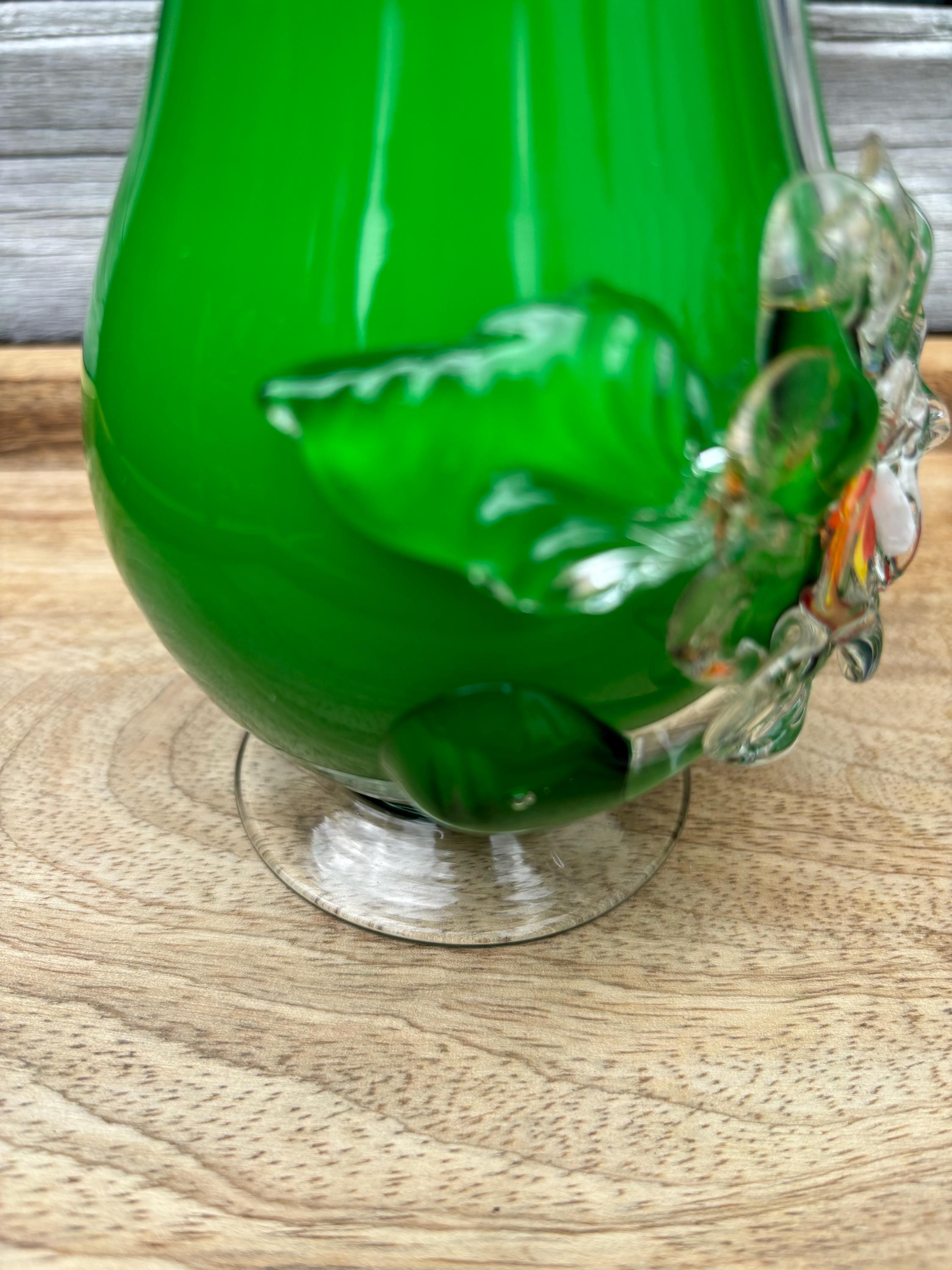 Murano グリーンガラス花器 Amazon.co.jp: MURANO ITALY ムラノ グリーン ライン 花瓶