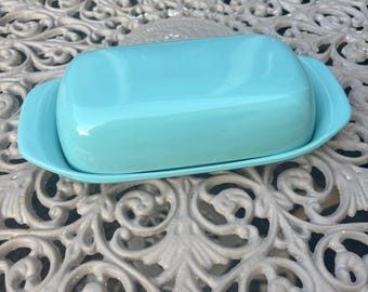 Mantequillera vintage de melamina color turquesa, estilo moderno de mediados de siglo, GPL Canadá