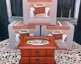 Vintage Wooden Jewelry Chest Open Top with Gray Lining/Cherry finish Wooden Jewelry Box/Jewelry Organizer/ Small Wooden Jewelry Box.