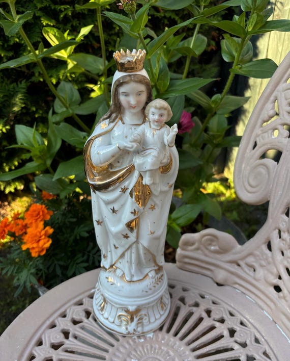 アンティーク 聖母マリア像 幼子イエス