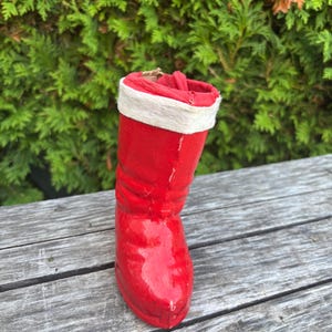 Boîte de bonbons en papier mâché de 10,4 cm pour bottes de Noël vintage des années 1950. Fabriqué en Allemagne de l'Ouest. image 4