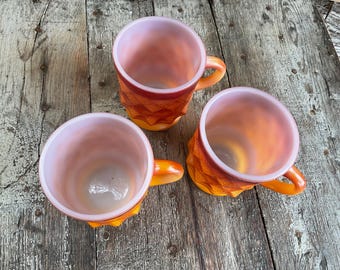 Vintage Fire King Red-orange Diamond-pineapple 