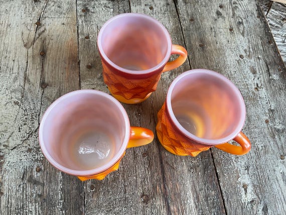 Vintage Fire King Red-orange Diamond-pineapple 