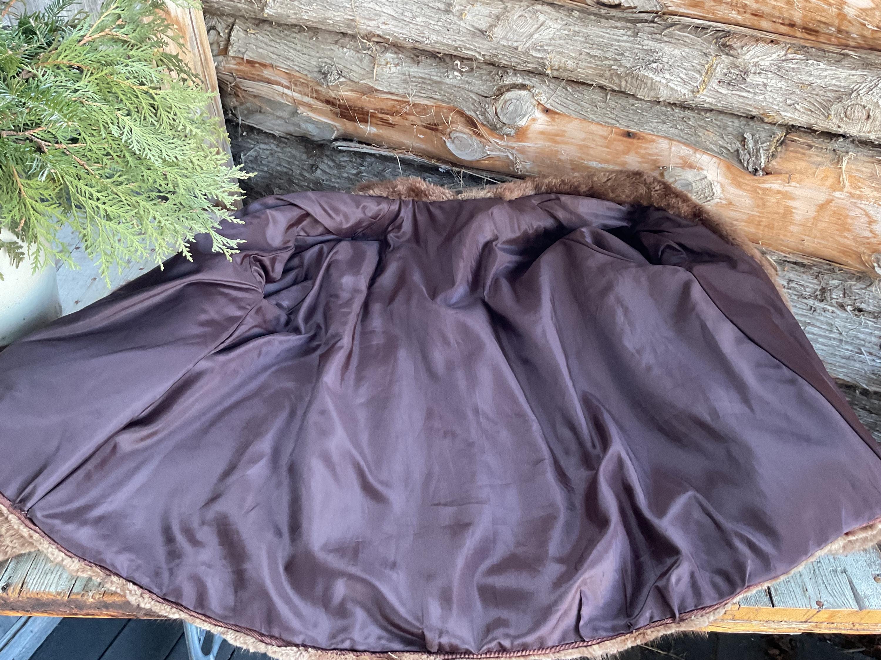 Manteau Vintage En Fourrure Véritable Vison Marron - Taille 36/38 - Marque RENER PARIS - État Impeccable Peu Porté