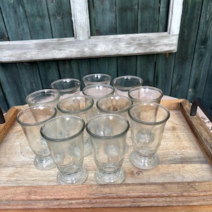 Vintage Jelly Jar - Juice glasses - Pedestal - set of 6. Vintage Jelly Jar Footed Juice Glasses Dessert Cups.
