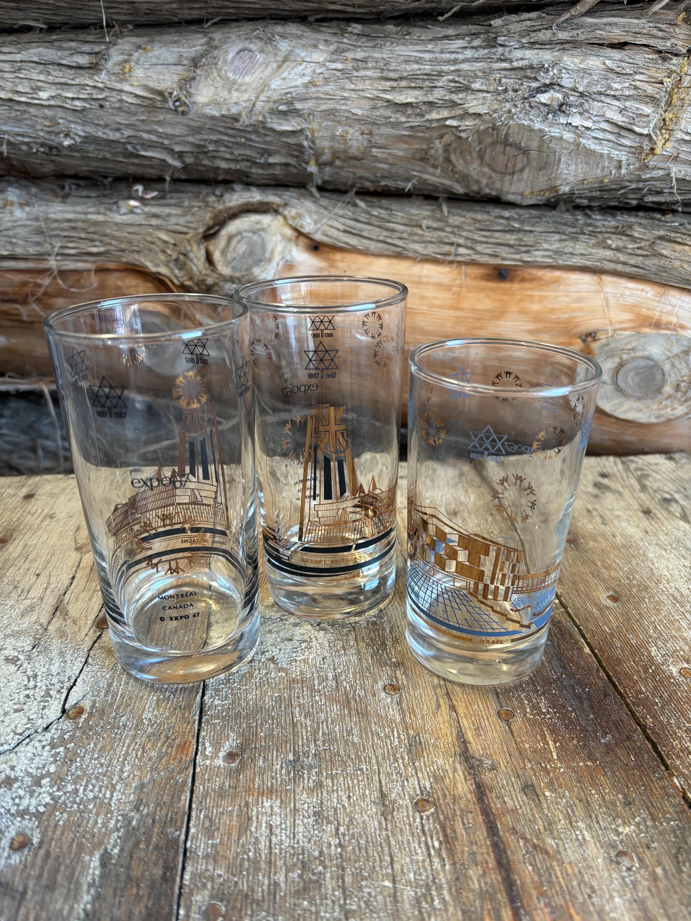 Set of 3 Vintage Expo 67 Drinking Glass Set | 1967 Montreal World's Fair  Expo | Collectible Tumbler Water Glasses Bar Cart Barware Display. - Etsy