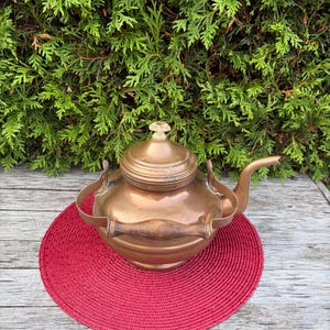 Vintage Copper Kettle with Wooden Handle.