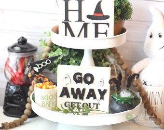Halloween Signs - Tiered Tray Set - Mix and Match Items - Ghost Witch Gnome - Mini Signs 3D Signs - Coffee Bar Wood Signs Rae Dunn Decor